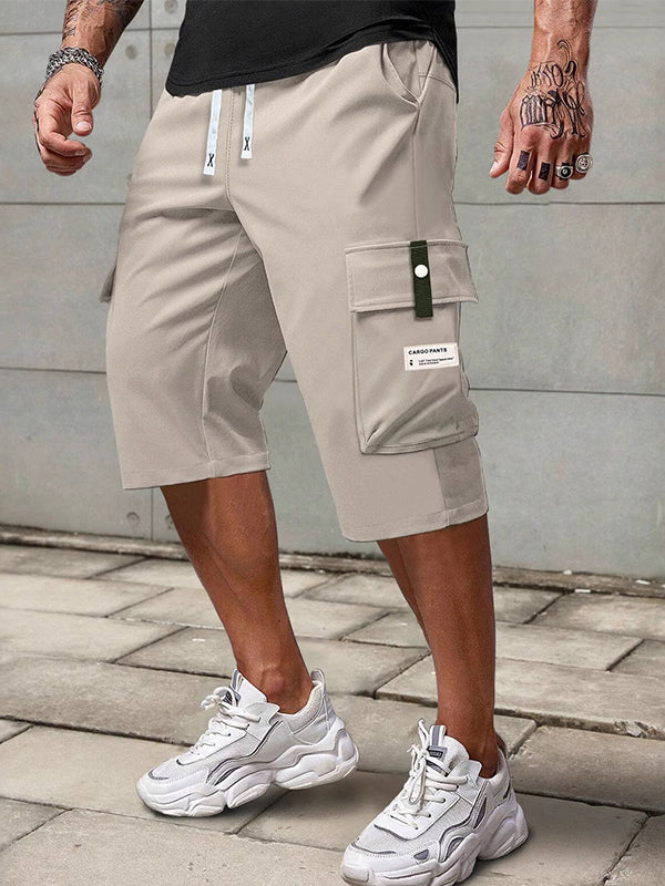Solid-Color Multi-Pocket Cargo Shorts
