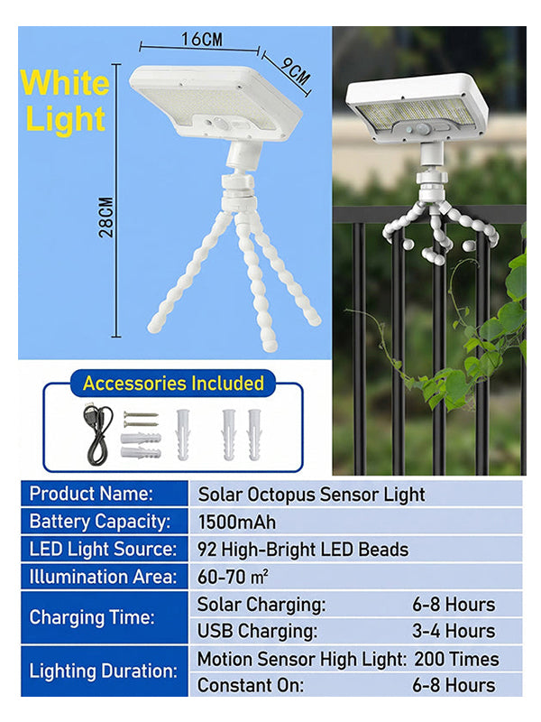 Outdoor Solar Sensor Light with Flexible Octopus Tripod