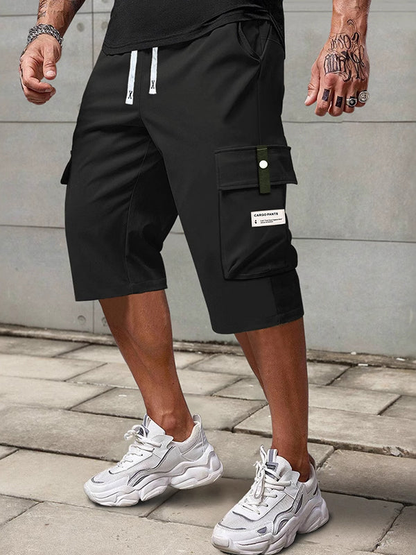 Solid-Color Multi-Pocket Cargo Shorts