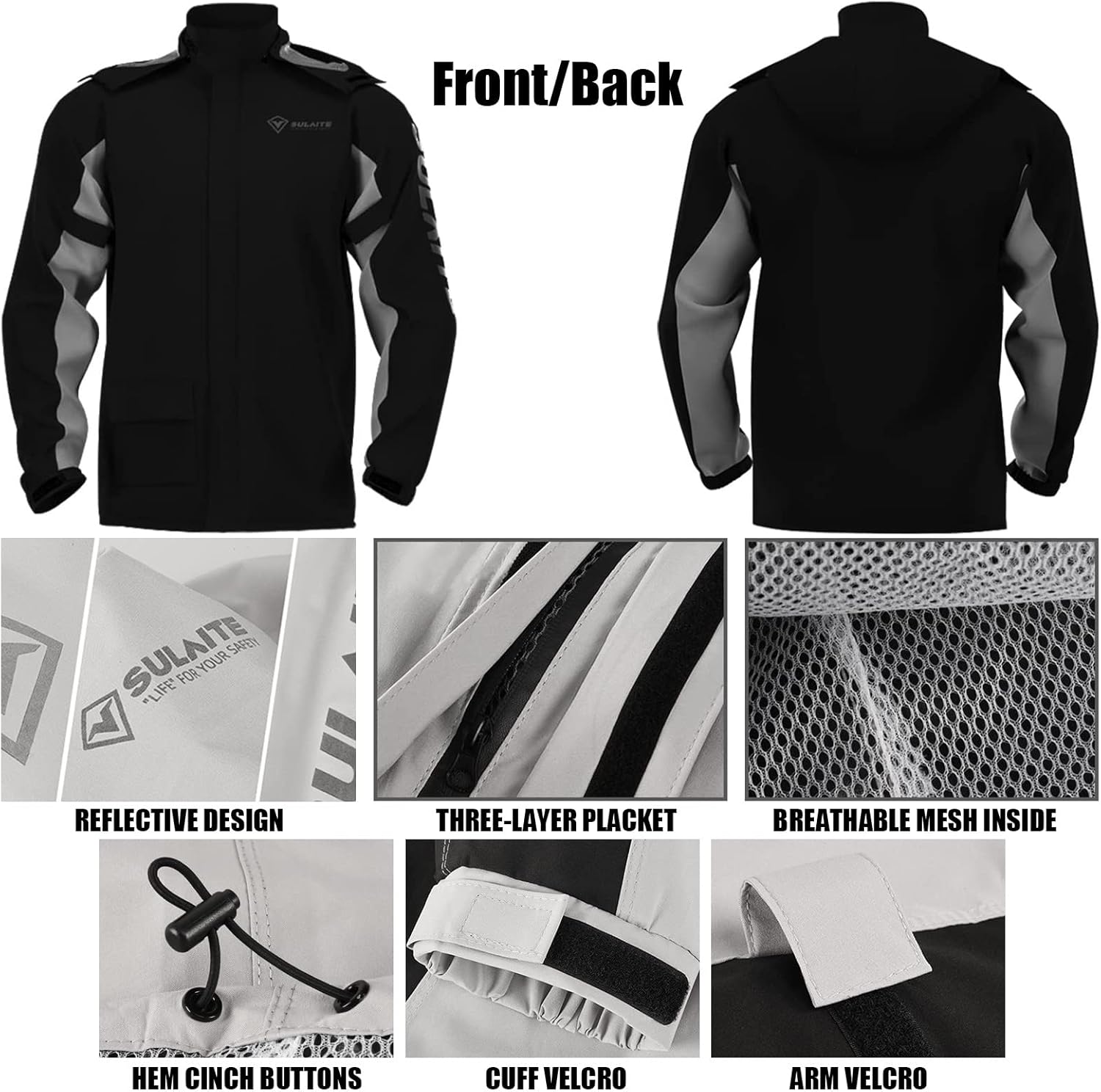 Mclula Motorcycle Rain Jacket and Pants Set With Free Storage Bag