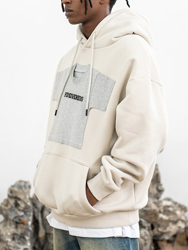 Men's Retro Americana Fleece Patchwork Hoodie