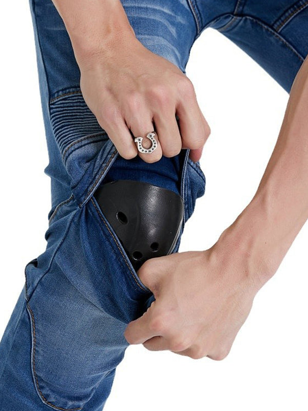 Men’s Protective Denim Motorcycle Pants with Removable CE Armor