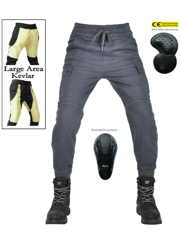 Men's Kevlar-Reinforced Riding Jeans - Extended Hip-to-Knee Armor