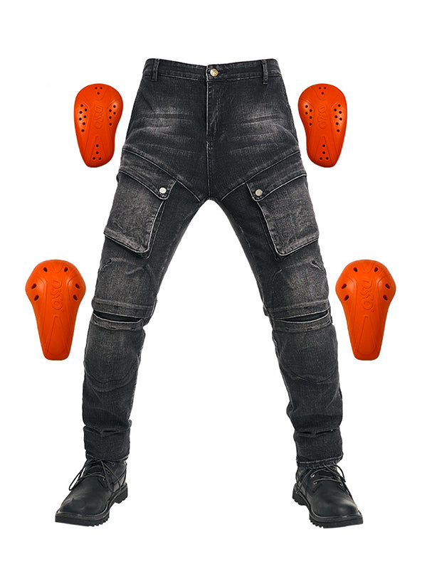 Abrasion Resistant Multi-Pocket Riding Jeans