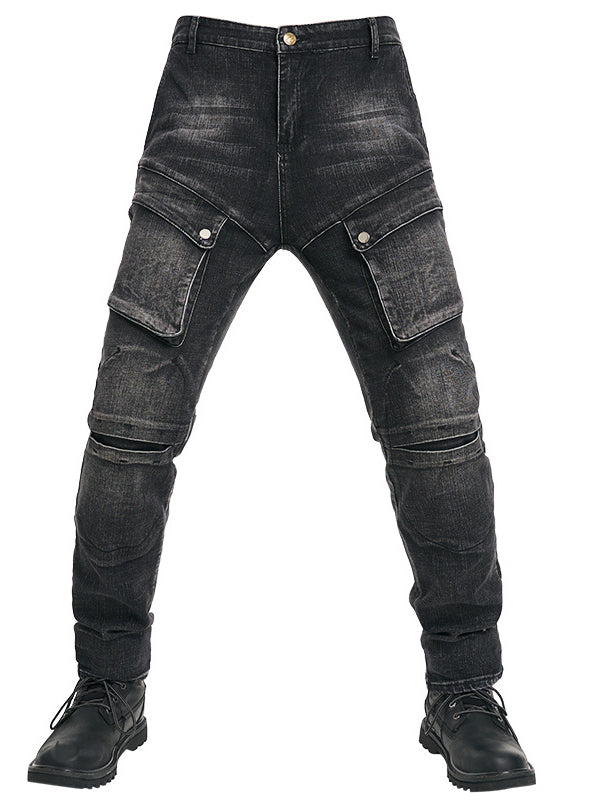 Abrasion Resistant Multi-Pocket Riding Jeans