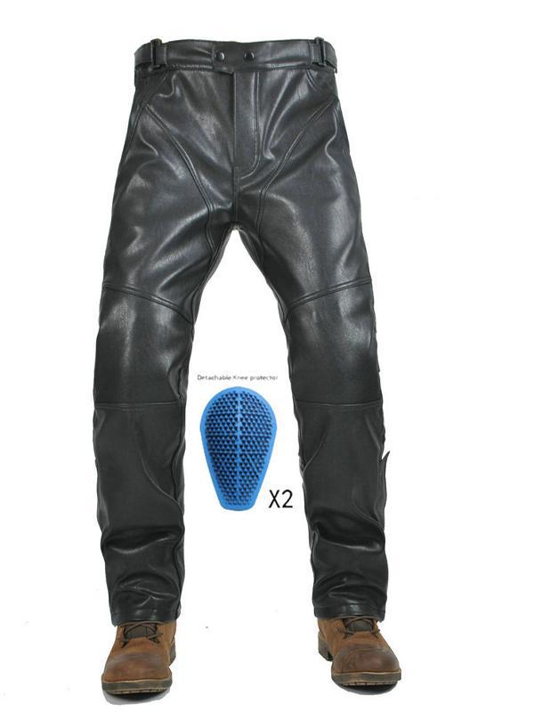 Men’s Winter Leather Motorcycle Pants | Full-Length Zipper & Armor