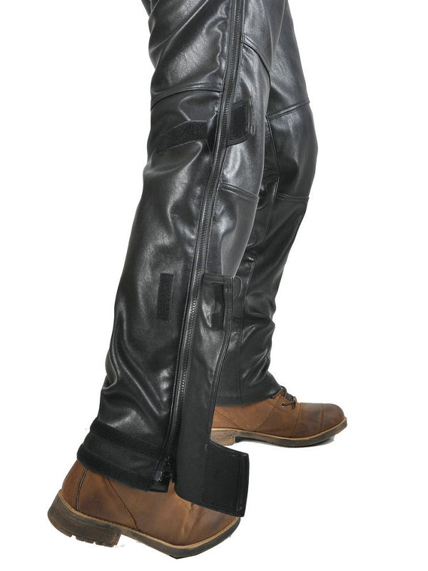 Men’s Winter Leather Motorcycle Pants | Full-Length Zipper & Armor