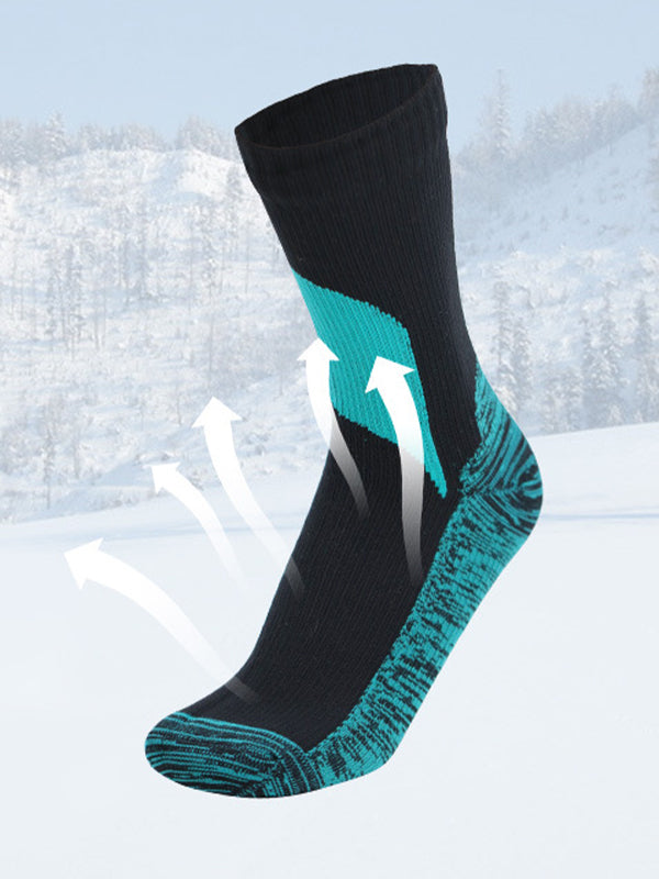 Men's Contrast Color Waterproof Outdoor Ski Mid Tube Waterproof Socks