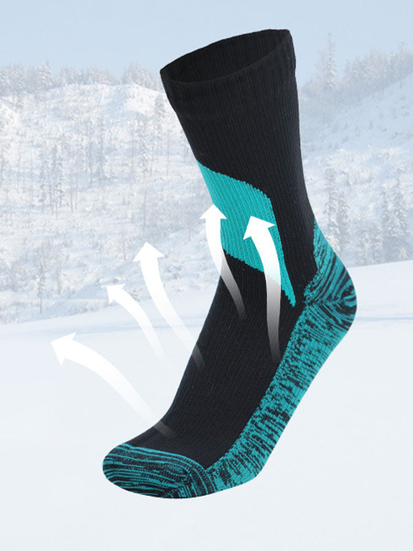 Men's Color Block Waterproof Outdoor Ski Waterproof Mid Tube Waterproof Socks