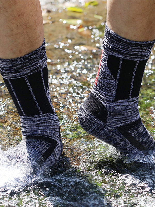 Men's Striped Waterproof Outdoor Ski Waterproof Mid Tube Waterproof Socks