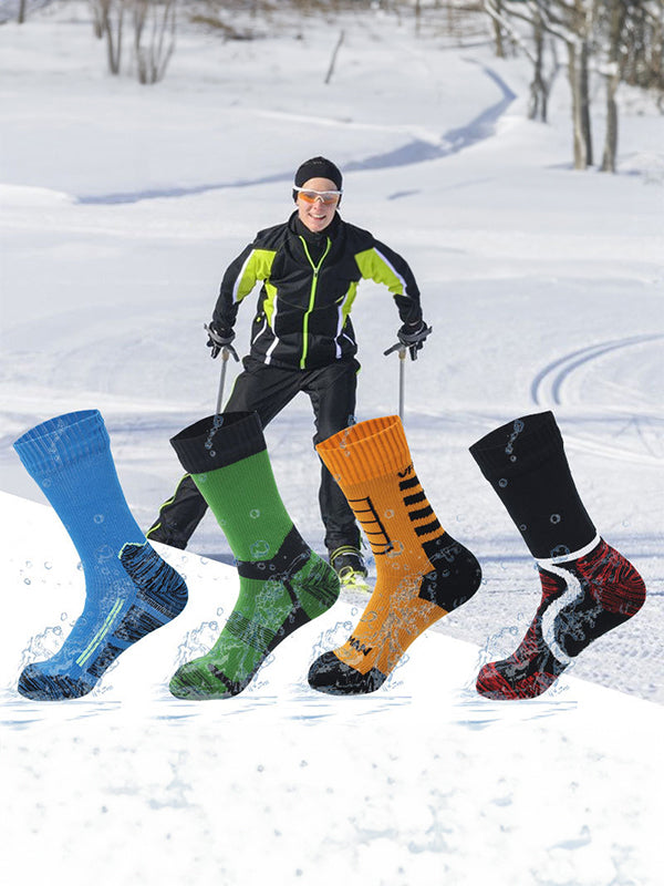 Men's Striped Waterproof Outdoor Ski Waterproof Mid Tube Waterproof Socks