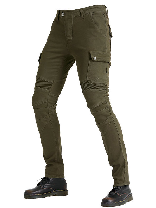Men’s Green Camouflage Motorcycle Pants with Kevlar Reinforcement and CE Protectors