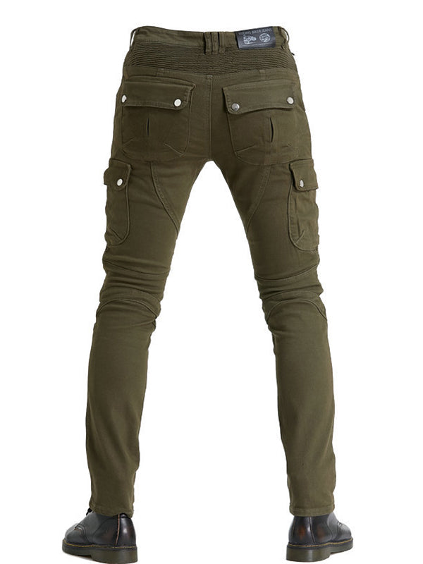 Men’s Green Camouflage Motorcycle Pants with Kevlar Reinforcement and CE Protectors