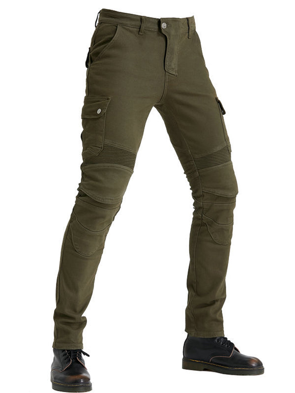 Men’s Green Camouflage Motorcycle Pants with Kevlar Reinforcement and CE Protectors