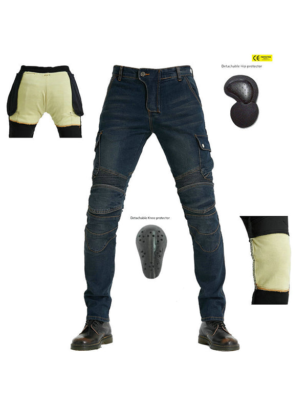 Men’s Green Camouflage Motorcycle Pants with Kevlar Reinforcement and CE Protectors