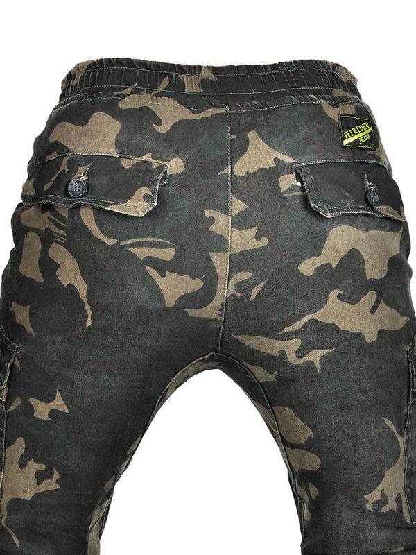 Men's Multi-Pocket Adjustable Camo Motorcycle Pants
