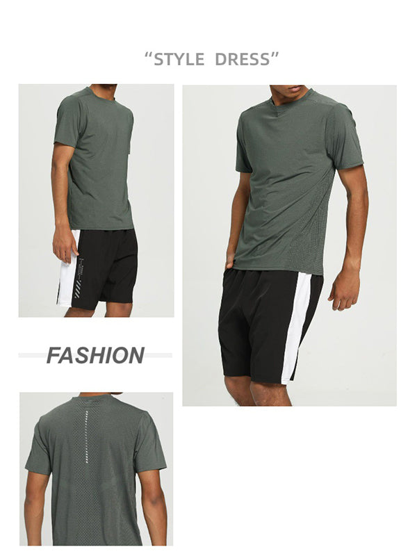 Men's Fitness Ice Silk Bottom Sports Short Sleeve Tee
