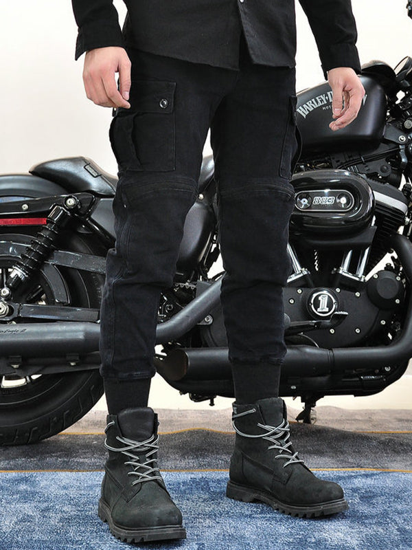 Men's Motorcycle Cargo Pants with Large Area Kevlar Reinforcement and CE Protectors
