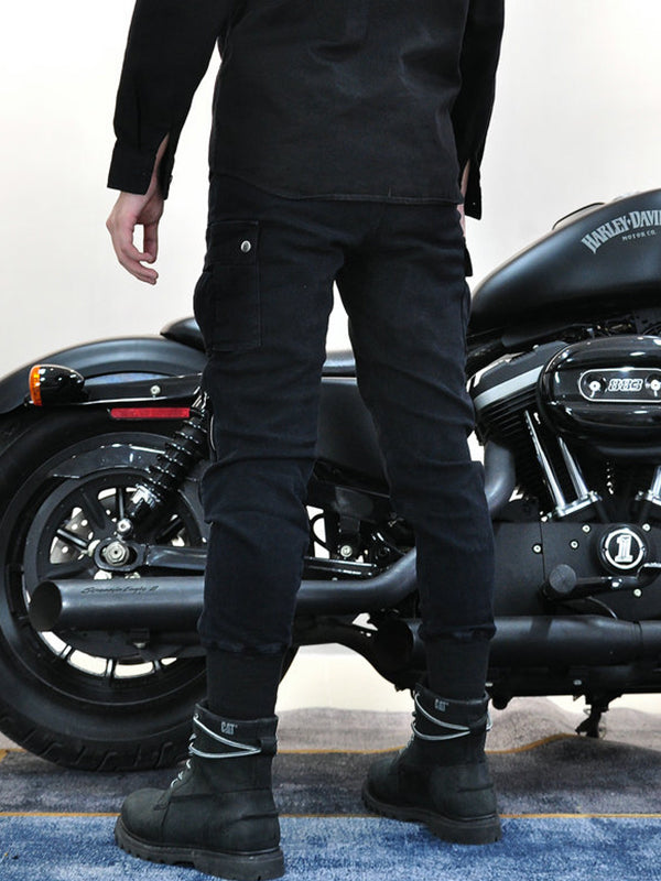 Men's Motorcycle Cargo Pants with Large Area Kevlar Reinforcement and CE Protectors