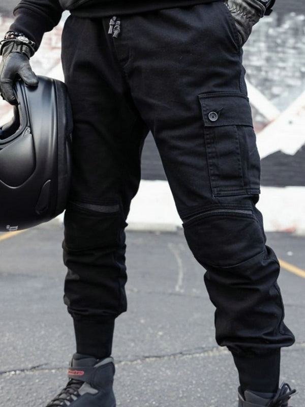 Men's Motorcycle Cargo Pants with Large Area Kevlar Reinforcement and CE Protectors