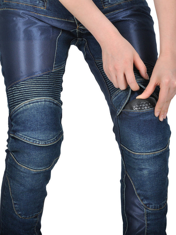 Women's Motorcycle Mesh Breathable Anti Fall Riding Jeans