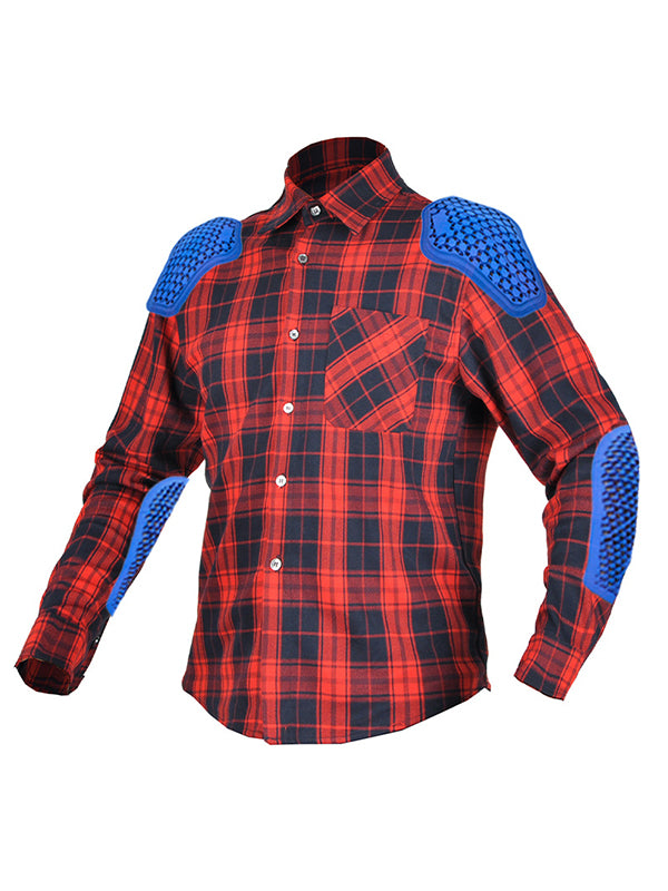 Men's Retro Kevlar Motorcycle Plaid Shirt