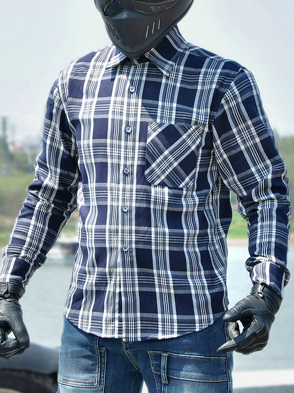 Men's Retro Kevlar Motorcycle Plaid Shirt