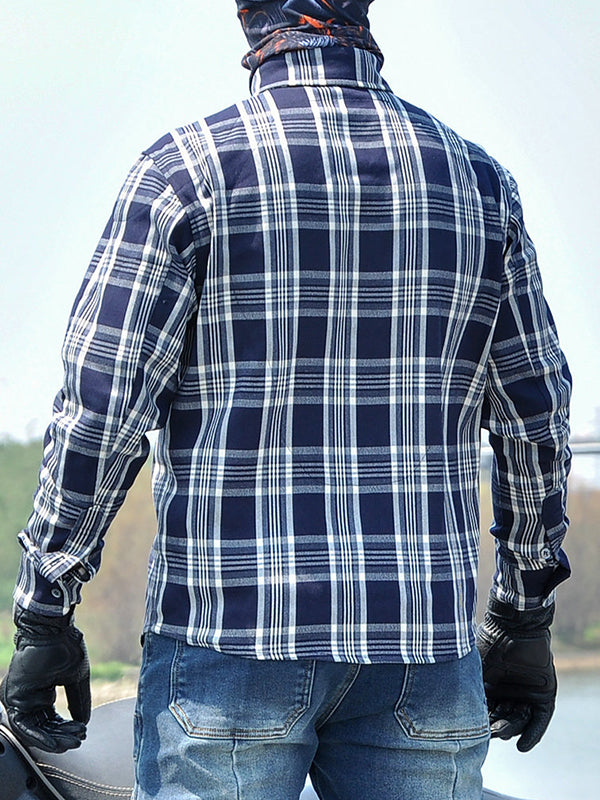Men's Retro Kevlar Motorcycle Plaid Shirt