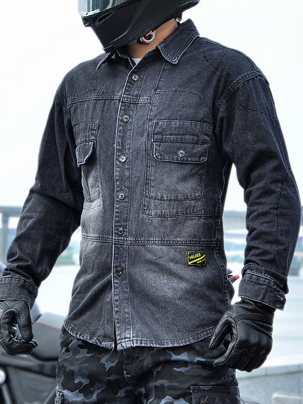 Men's Retro Motorcycle Denim Shirt