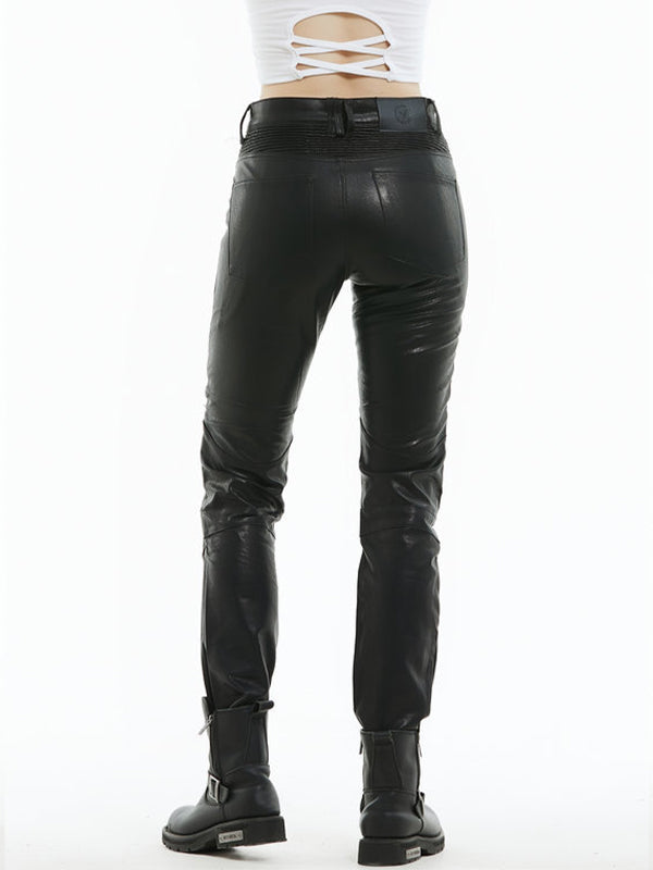 Leather Motorcycle Riding Pants Multi Pocket Workwear Waterproof Drop Leather Pants