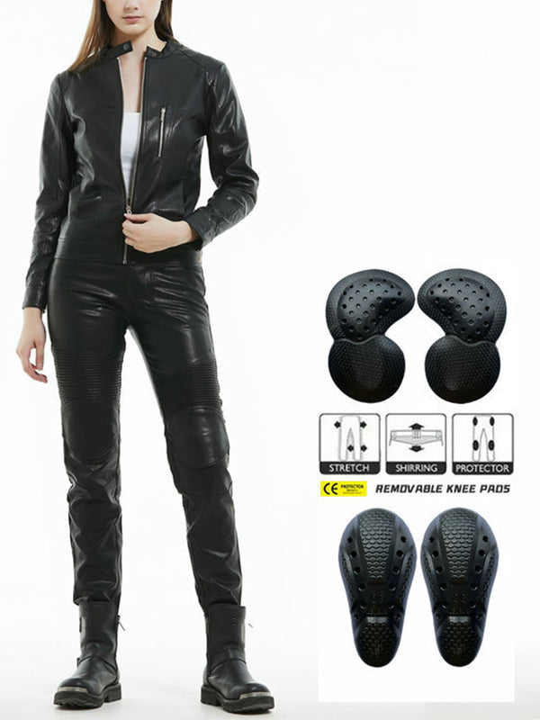 Leather Motorcycle Riding Pants Multi Pocket Workwear Waterproof Drop Leather Pants