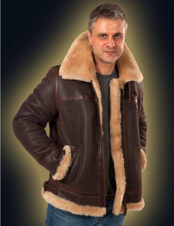 Men's Leather Aviator Bomber Jacket