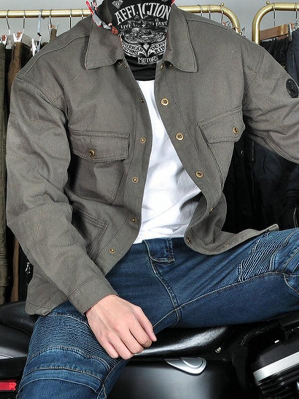 Men's Retro Windproof and Anti-fall Cycling Long Sleeve Shirt