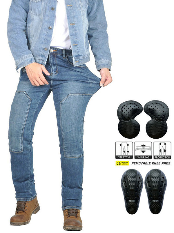Men's Comfort Armor Denim Riding Pants - Flexible Silicone Protectors
