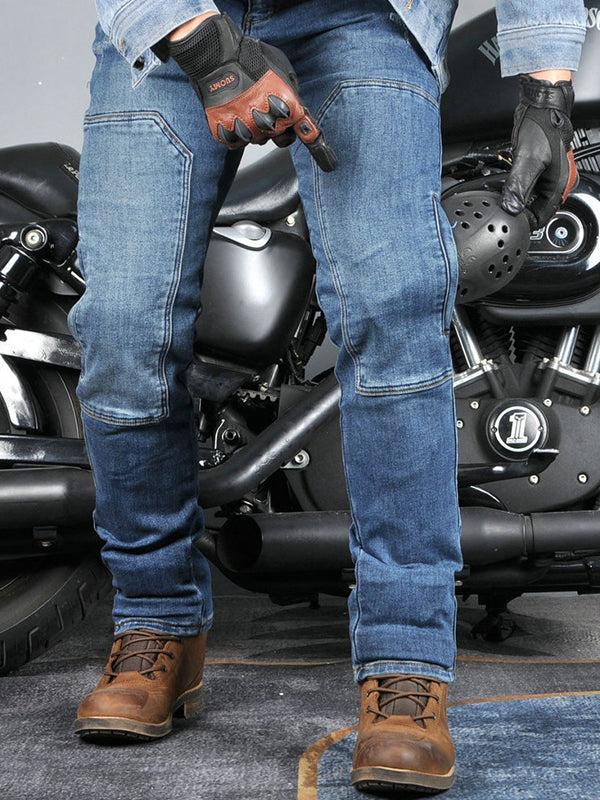Men's Comfort Armor Denim Riding Pants - Flexible Silicone Protectors