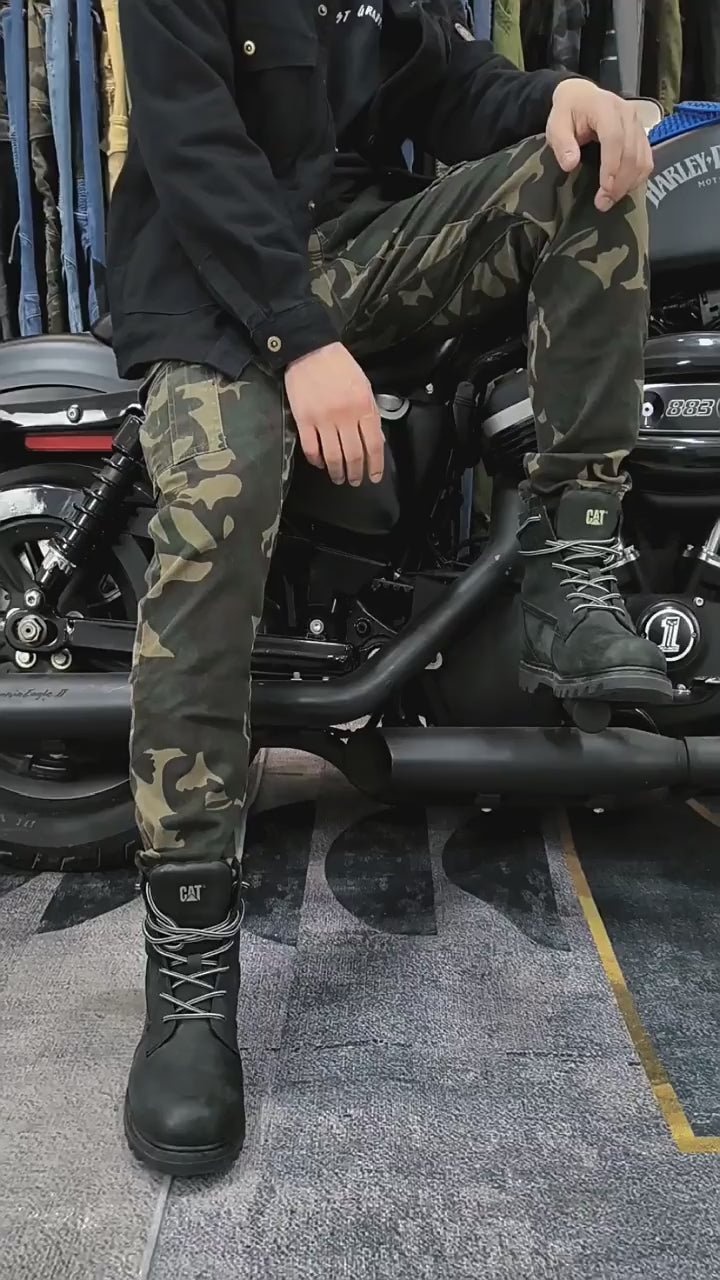 Men's Multi-Pocket Adjustable Camo  Motorcycle Pants
