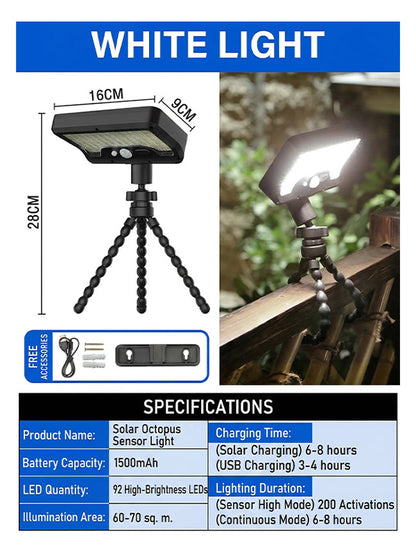Outdoor Solar Sensor Light with Flexible Octopus Tripod