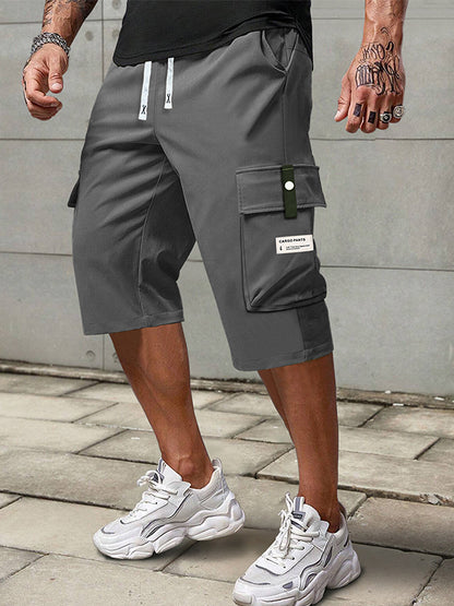 Solid-Color Multi-Pocket Cargo Shorts