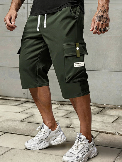 Solid-Color Multi-Pocket Cargo Shorts