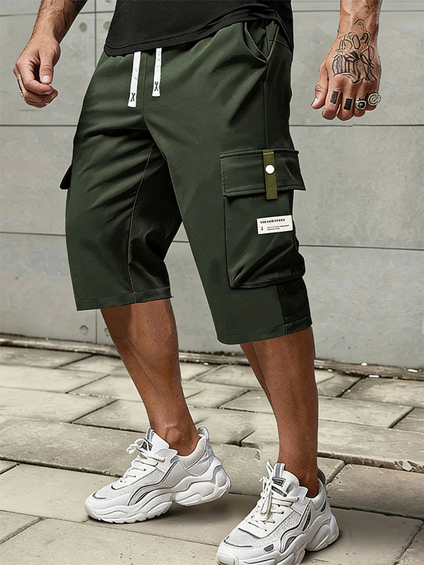 Solid-Color Multi-Pocket Cargo Shorts