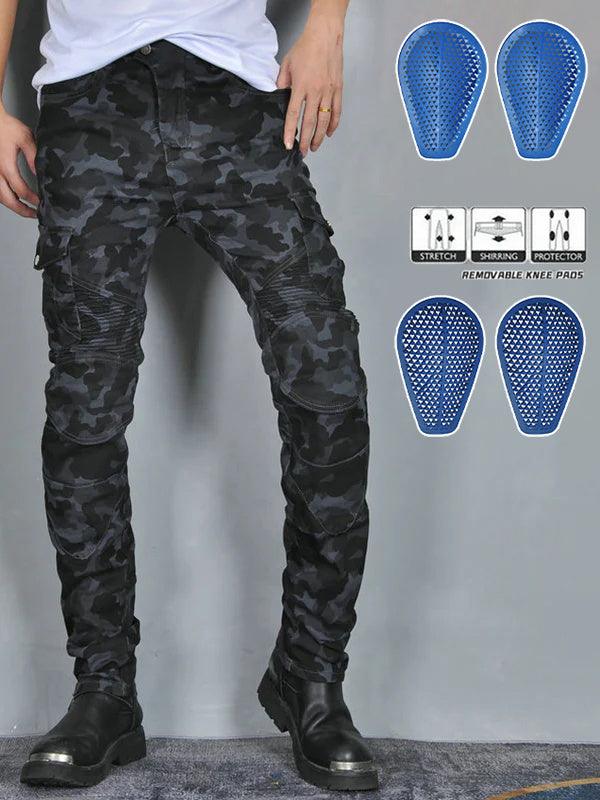 Men's Camouflage Motorcycle Riding Pants with CE Knee and Hip Armor
