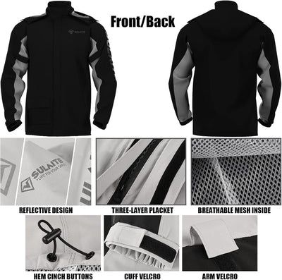Mclula Motorcycle Rain Jacket and Pants Set With Free Storage Bag