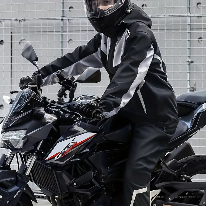 Men's Waterproof Breathable Motorcycle Riding Durable Rain Suit Gear