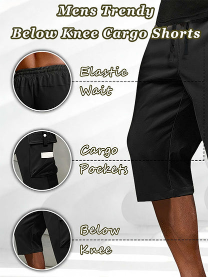 Solid-Color Multi-Pocket Cargo Shorts