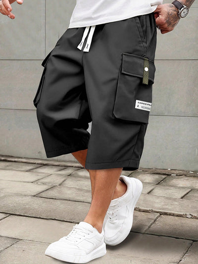 Solid-Color Multi-Pocket Cargo Shorts