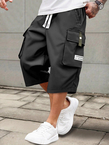 Solid-Color Multi-Pocket Cargo Shorts