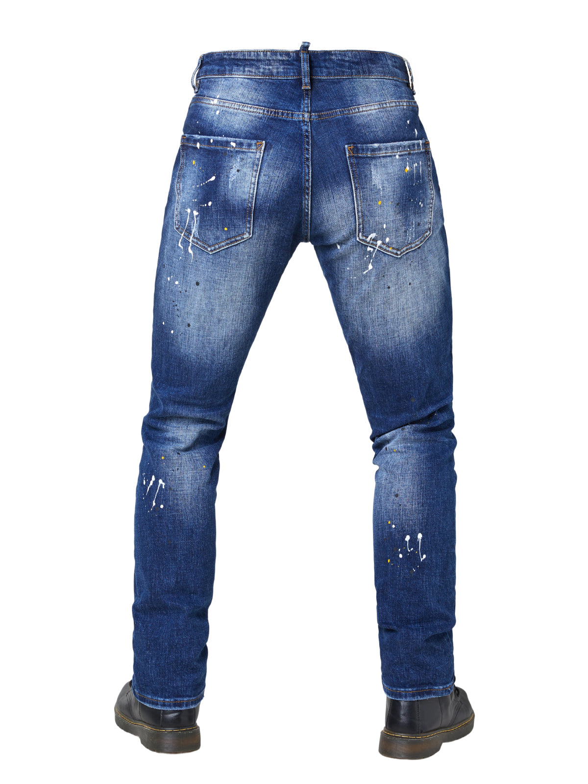 Men's Skinny Fit Distressed Splatter Cycling Jeans