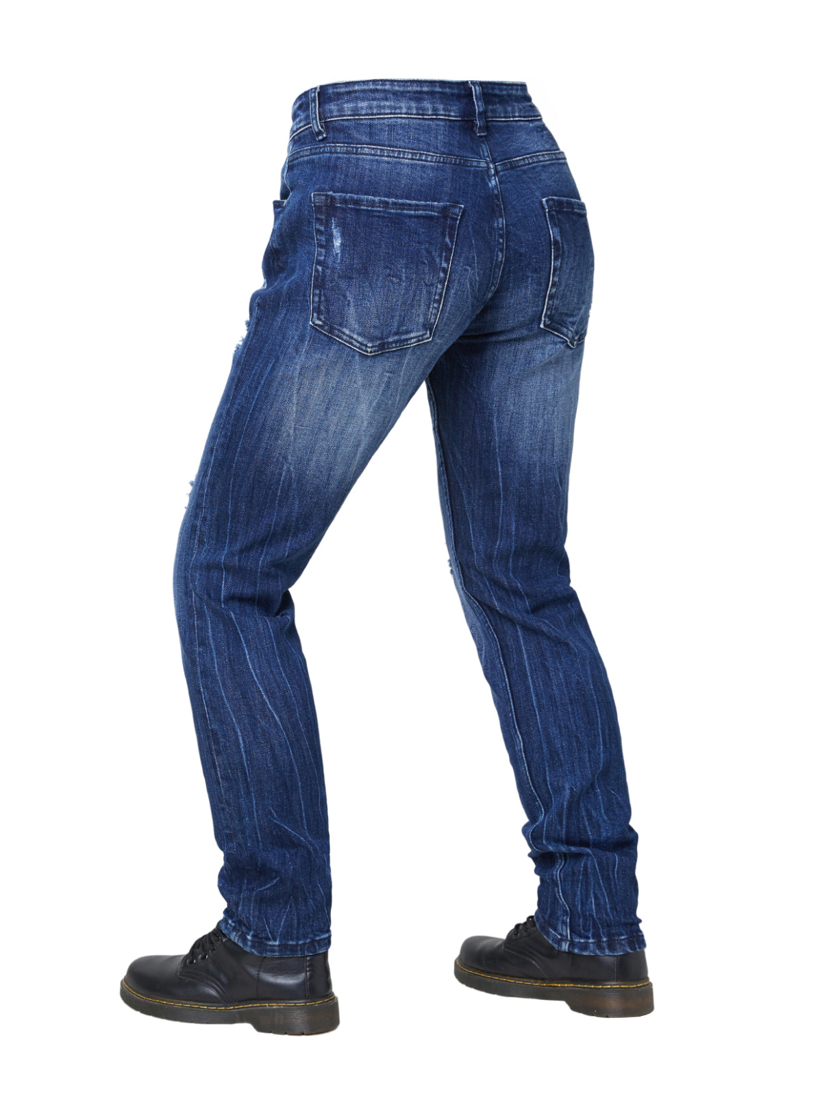 Men's Skinny Fit Distressed Splatter Ripped Cycling Jeans - Stretch Denim