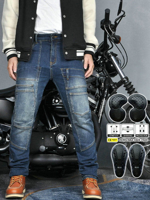 Multi-Pocket Motorcycle Skinny jeans