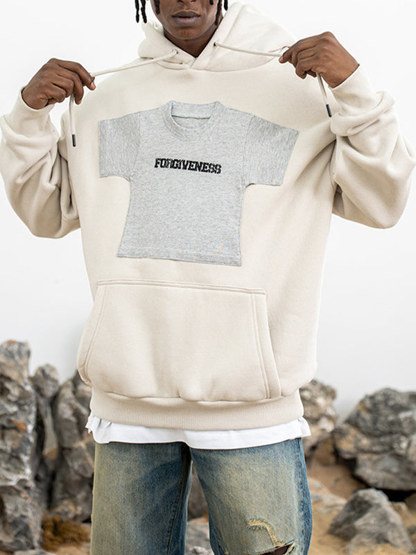 Men's Retro Americana Fleece Patchwork Hoodie